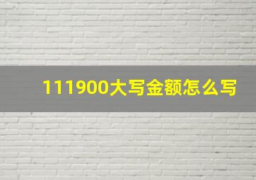 111900大写金额怎么写