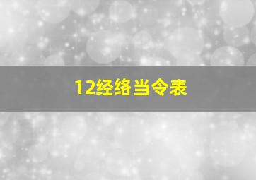 12经络当令表