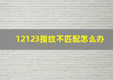 12123指纹不匹配怎么办