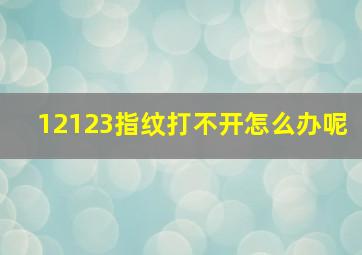 12123指纹打不开怎么办呢