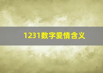 1231数字爱情含义