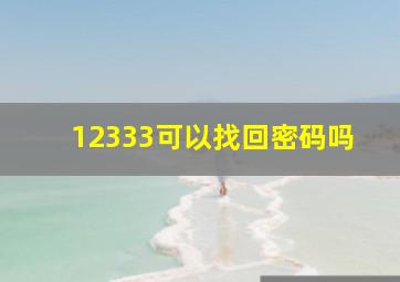 12333可以找回密码吗