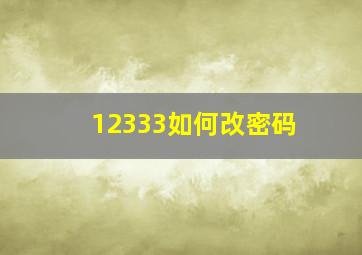 12333如何改密码