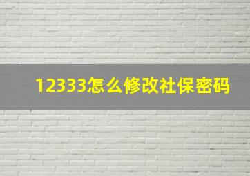 12333怎么修改社保密码