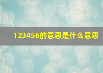 123456的意思是什么意思