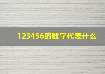 123456的数字代表什么