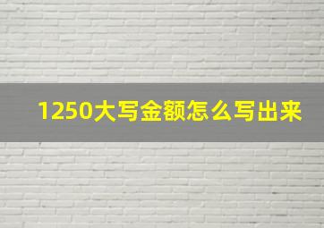 1250大写金额怎么写出来