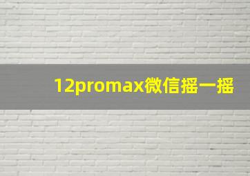 12promax微信摇一摇