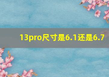 13pro尺寸是6.1还是6.7