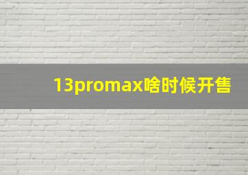 13promax啥时候开售