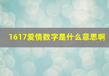 1617爱情数字是什么意思啊