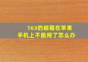 163的邮箱在苹果手机上不能用了怎么办