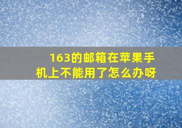 163的邮箱在苹果手机上不能用了怎么办呀