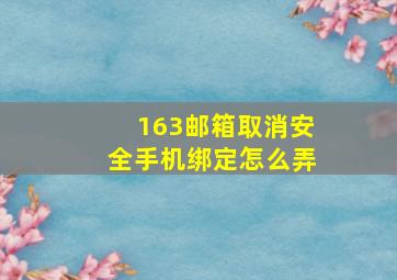 163邮箱取消安全手机绑定怎么弄