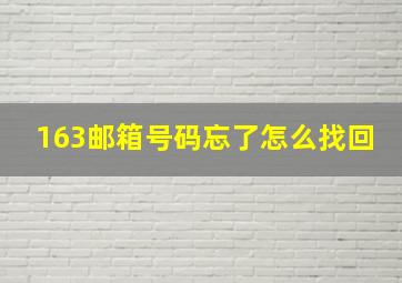 163邮箱号码忘了怎么找回