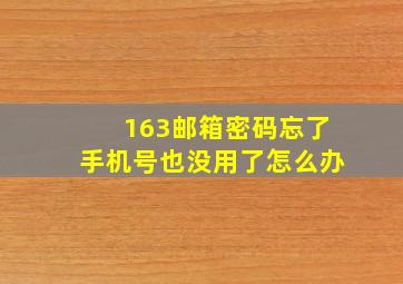 163邮箱密码忘了手机号也没用了怎么办