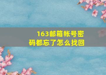 163邮箱帐号密码都忘了怎么找回