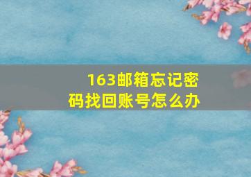 163邮箱忘记密码找回账号怎么办