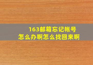 163邮箱忘记帐号怎么办啊怎么找回来啊