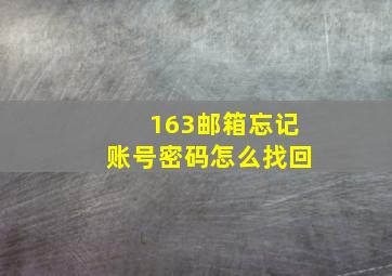 163邮箱忘记账号密码怎么找回