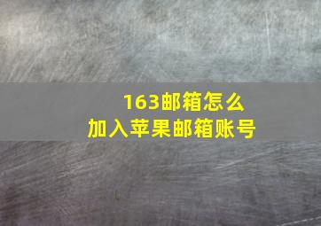 163邮箱怎么加入苹果邮箱账号