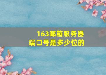 163邮箱服务器端口号是多少位的