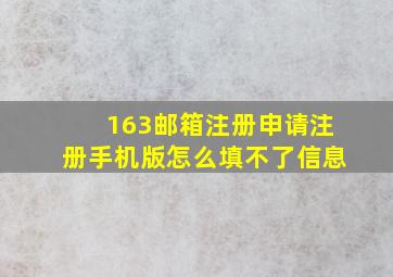 163邮箱注册申请注册手机版怎么填不了信息