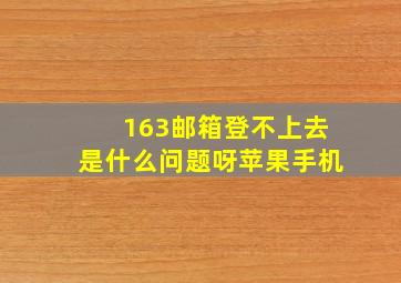 163邮箱登不上去是什么问题呀苹果手机