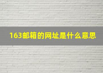 163邮箱的网址是什么意思