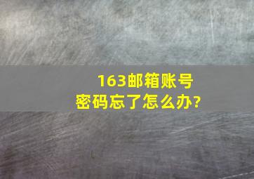 163邮箱账号密码忘了怎么办?