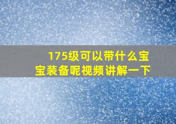 175级可以带什么宝宝装备呢视频讲解一下