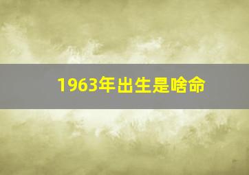 1963年出生是啥命