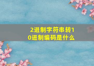 2进制字符串转10进制编码是什么