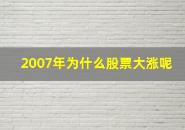 2007年为什么股票大涨呢