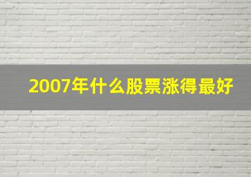 2007年什么股票涨得最好