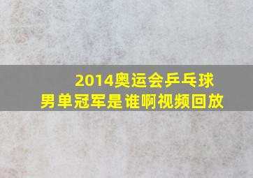 2014奥运会乒乓球男单冠军是谁啊视频回放