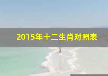 2015年十二生肖对照表