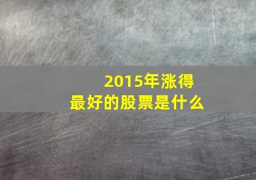 2015年涨得最好的股票是什么