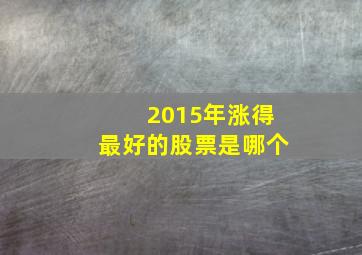 2015年涨得最好的股票是哪个