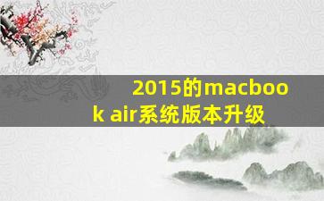 2015的macbook air系统版本升级