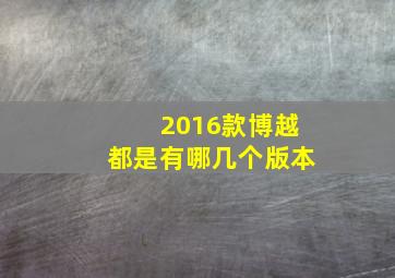 2016款博越都是有哪几个版本