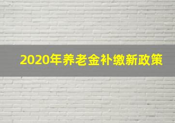 2020年养老金补缴新政策