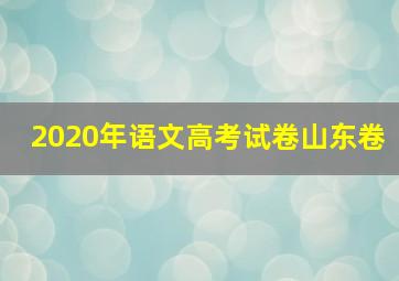 2020年语文高考试卷山东卷