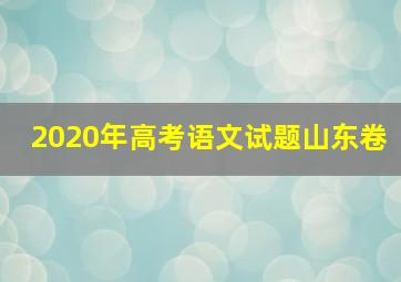 2020年高考语文试题山东卷