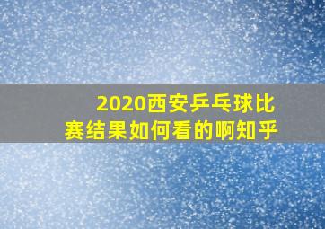 2020西安乒乓球比赛结果如何看的啊知乎