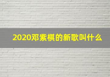 2020邓紫棋的新歌叫什么