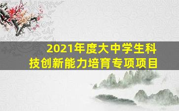 2021年度大中学生科技创新能力培育专项项目