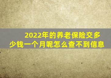 2022年的养老保险交多少钱一个月呢怎么查不到信息