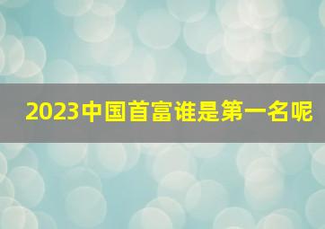 2023中国首富谁是第一名呢