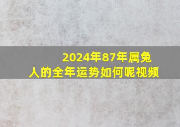 2024年87年属兔人的全年运势如何呢视频